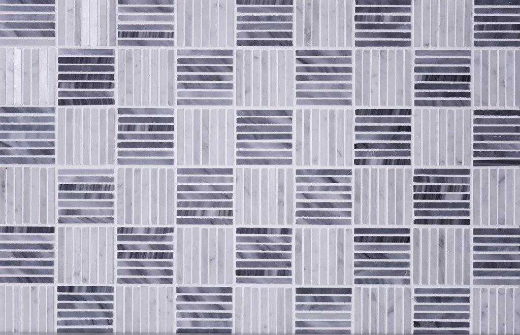 White Gray 12x12 Polished Brick Marble Mosaic Tile (5 pack, 5 sq ft/case) - Sample