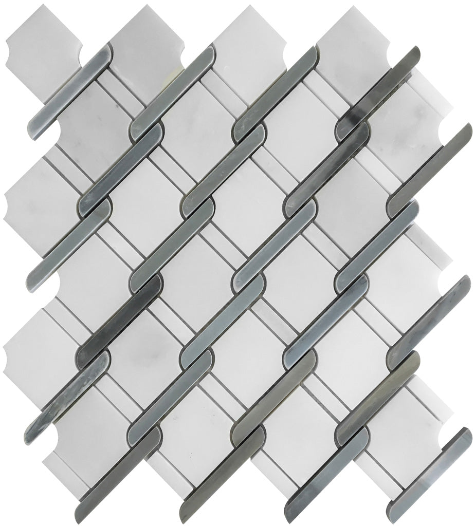 White Gray 11x12 Polished Multi-shaped Marble Mosaic Tile (5 pack, 4.66 sq ft/case) - Sample