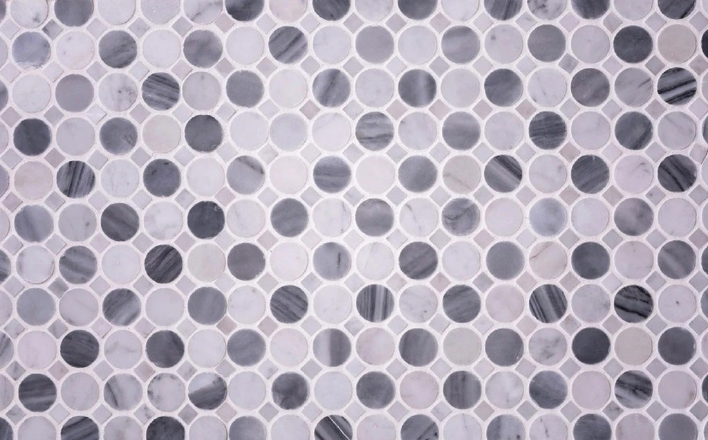 White Gray 13x13 Polished Multi-shaped Marble Mosaic Tile (5 pack, 5.6 sq ft/case) - Sample