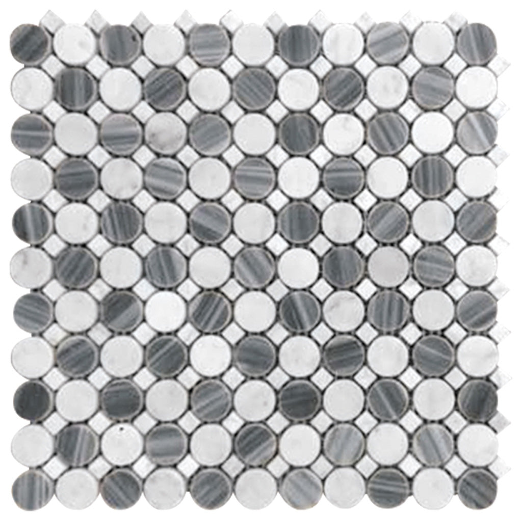 White Gray 13x13 Polished Multi-shaped Marble Mosaic Tile (5 pack, 5.6 sq ft/case) - Sample