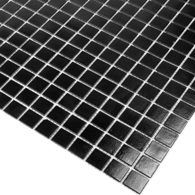 Black 12x12 Uniform Square Glossy Glass Mosaic Tile (20 pack, 20 sq ft/case) - Sample