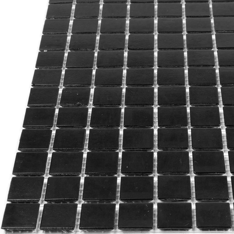 Black 12x12 Uniform Square Glossy Glass Mosaic Tile (20 pack, 20 sq ft/case) - Sample