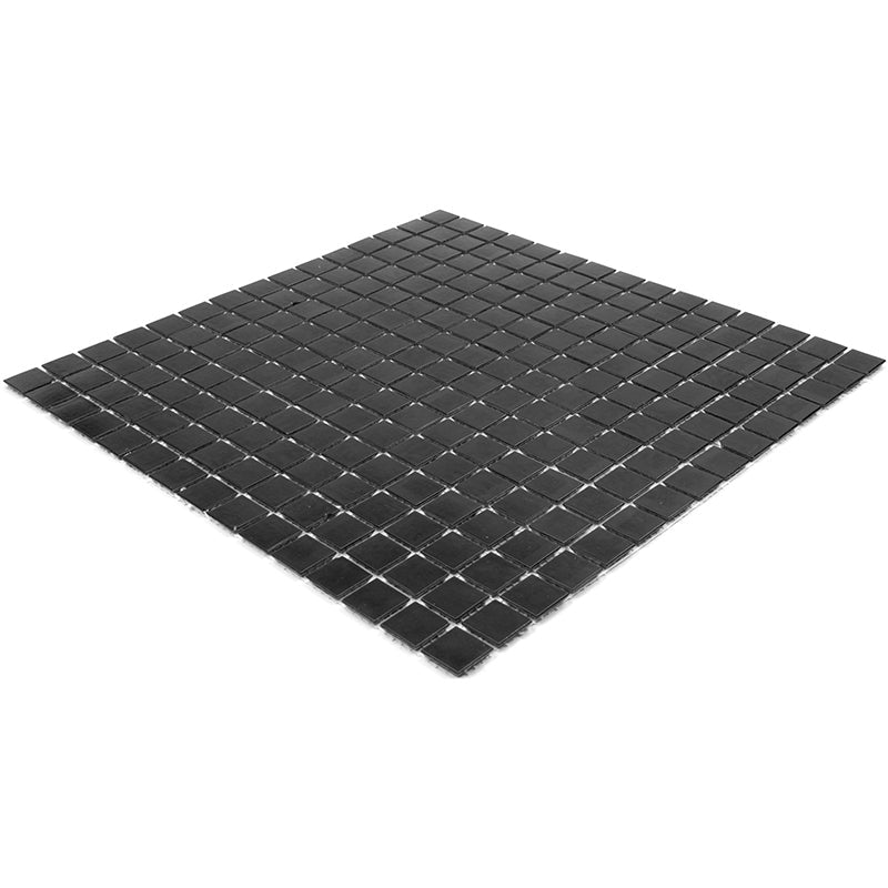 Black 12x12 Uniform Square Glossy Glass Mosaic Tile (20 pack, 20 sq ft/case) - Sample