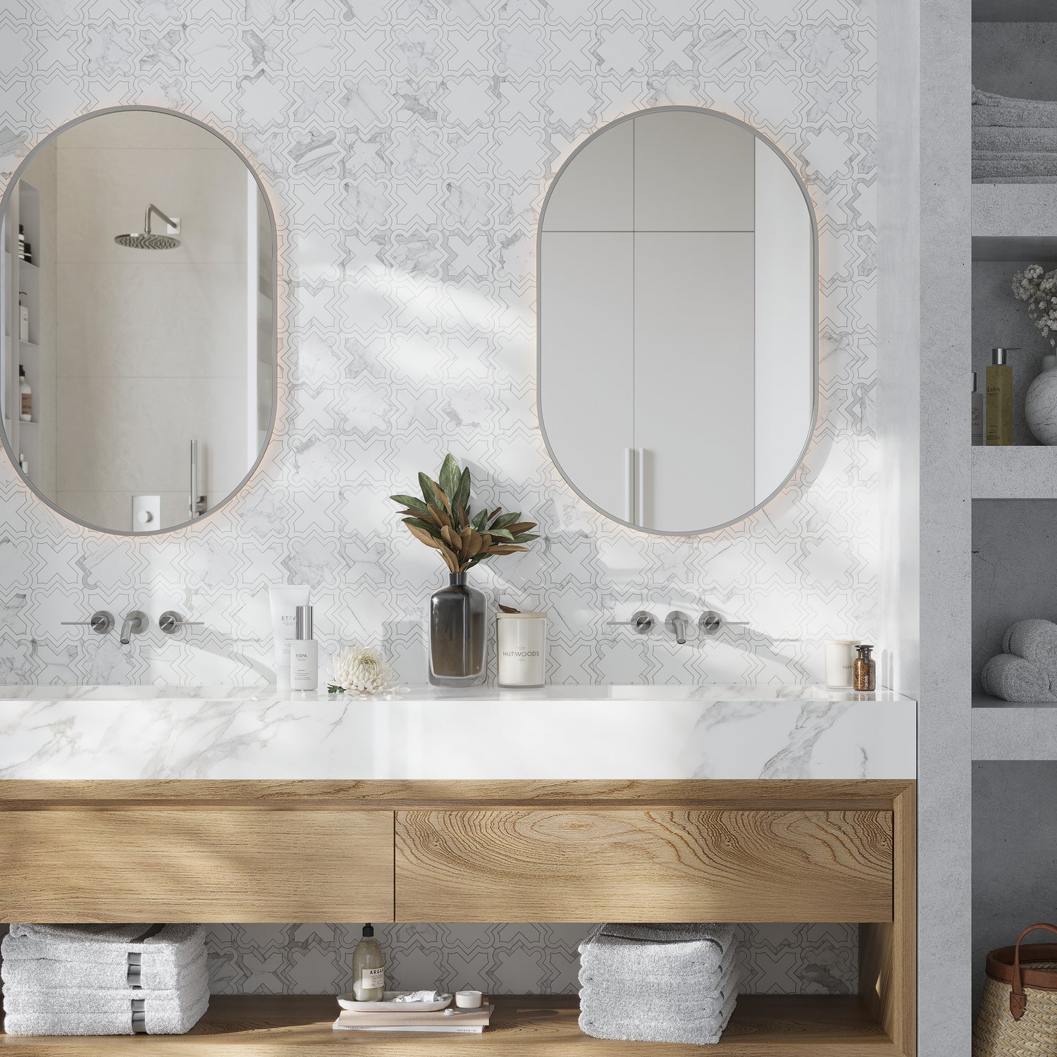 Warm White 10x10 Honed Star and Cross Marble Mosaic Tile (5 pack, 3.54 sq ft/case) - Sample