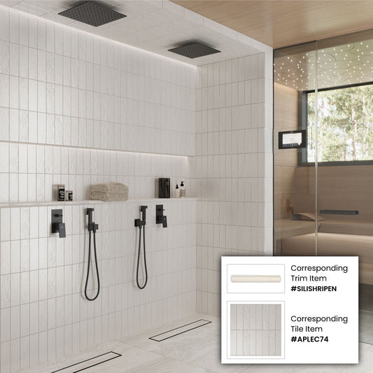 White 1.25x8 Matte Glossy Ceramic Bullnose Tile Trim (10 pack, 0.667 sq ft/case) - Sample