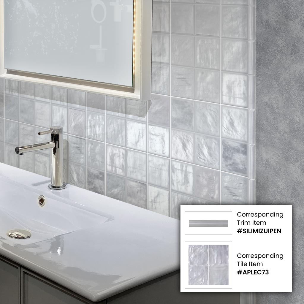 Gray 1.25x8 Matte Glossy Ceramic Bullnose Tile Trim (10 pack, 0.667 sq ft/case) - Sample