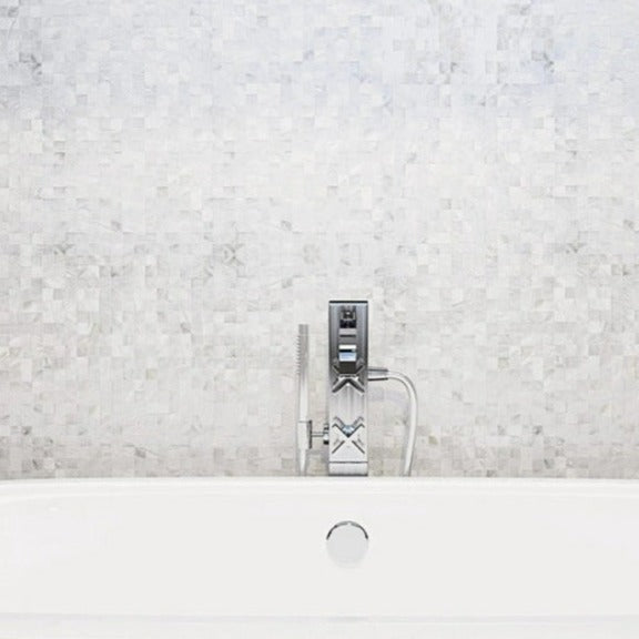 11x11 Shell White Square Polished Mosaic Tile