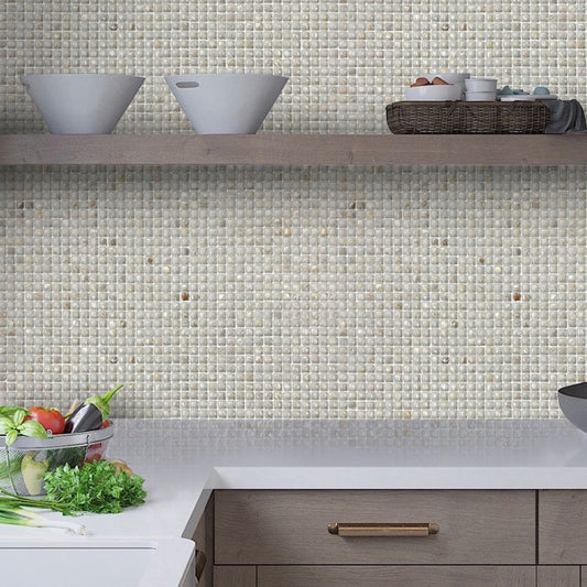 Shell White 12x12 Polished Square Shell Mother of Pearl Mosaic Tile (20 pack, 20 sq ft/case) - Sample