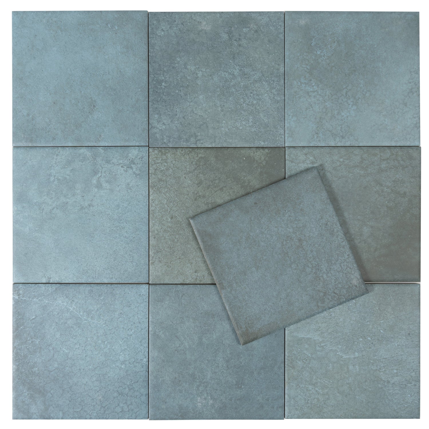 Zahara 6x6 Dusty Blue Porcelain Zellige Square Wall and Floor Tile (22 Pack, 5.38 sq ft/case) - Sample