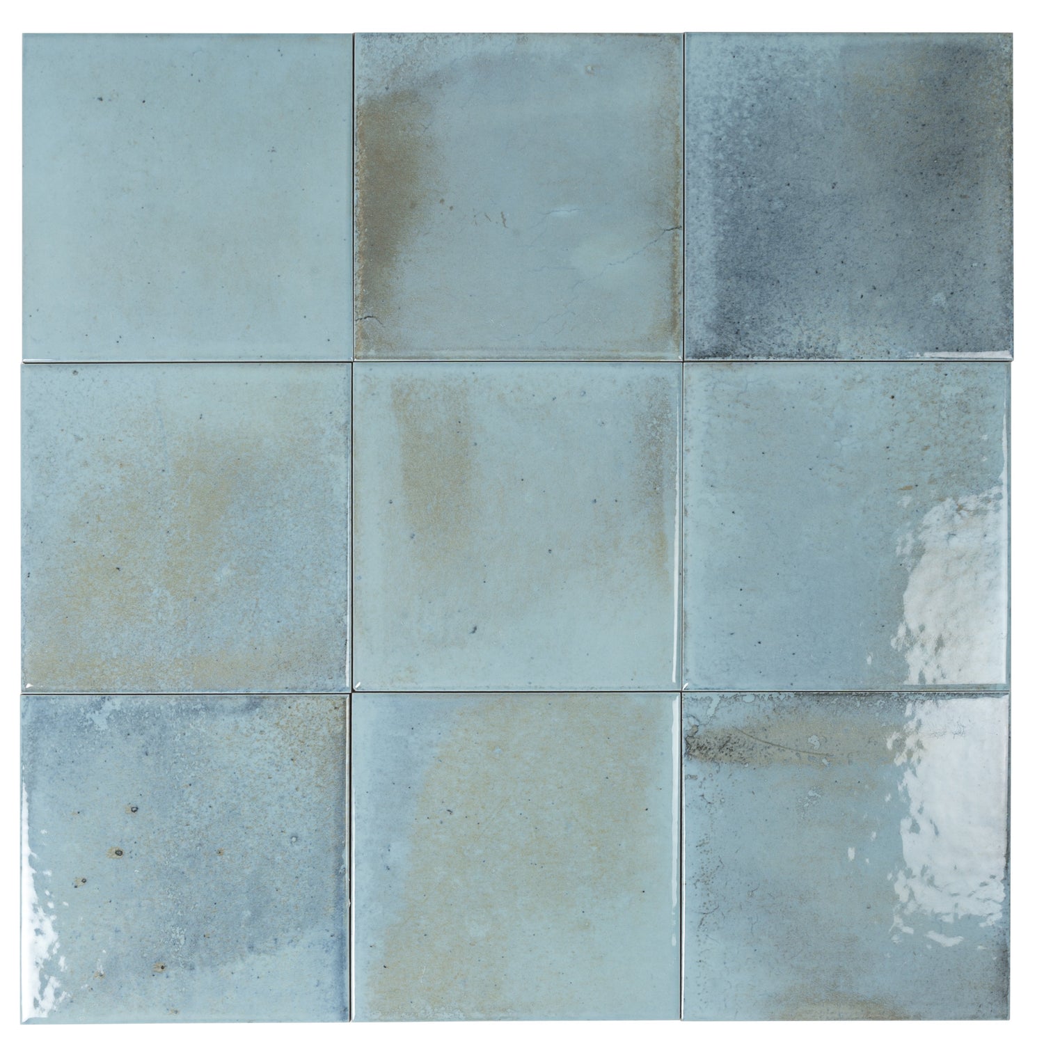 Zahara 6x6 Sky Blue Porcelain Zellige Square Wall and Floor Tile (22 Pack, 5.38 sq ft/case) - Sample