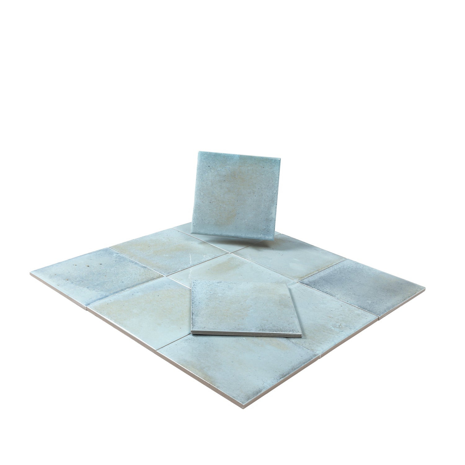 Zahara 6x6 Sky Blue Porcelain Zellige Square Wall and Floor Tile (22 Pack, 5.38 sq ft/case) - Sample