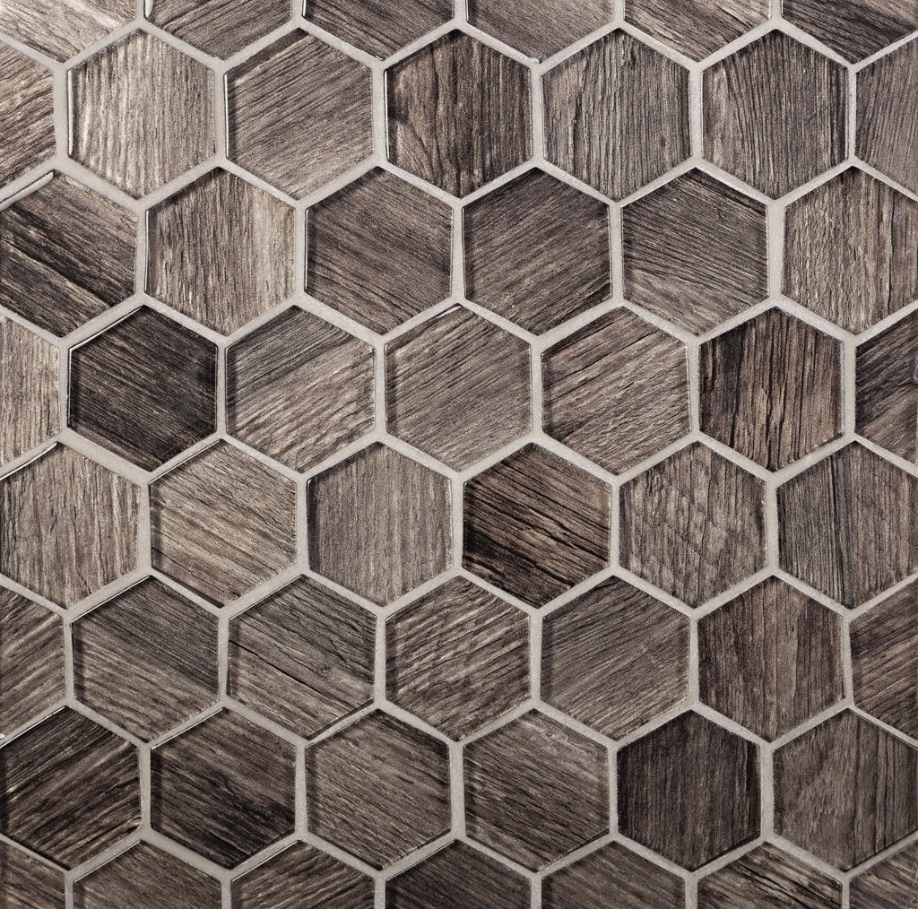 12x12 Brown Hexagon Mosaic Tile