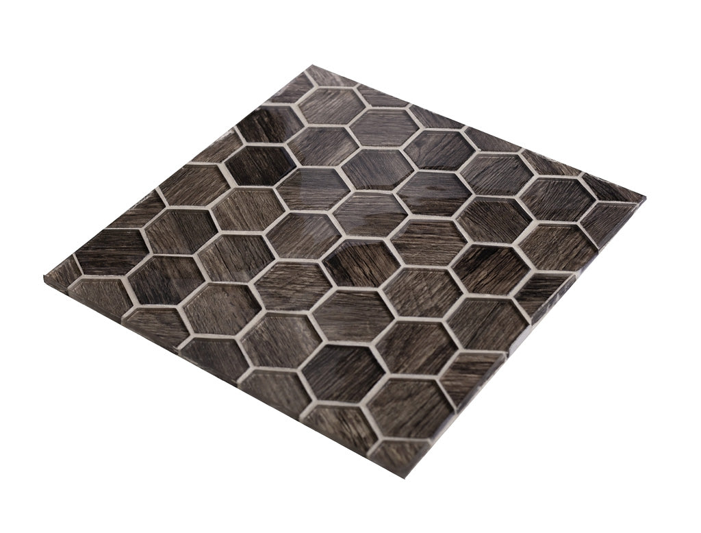 12x12 Brown Hexagon Glass Tile