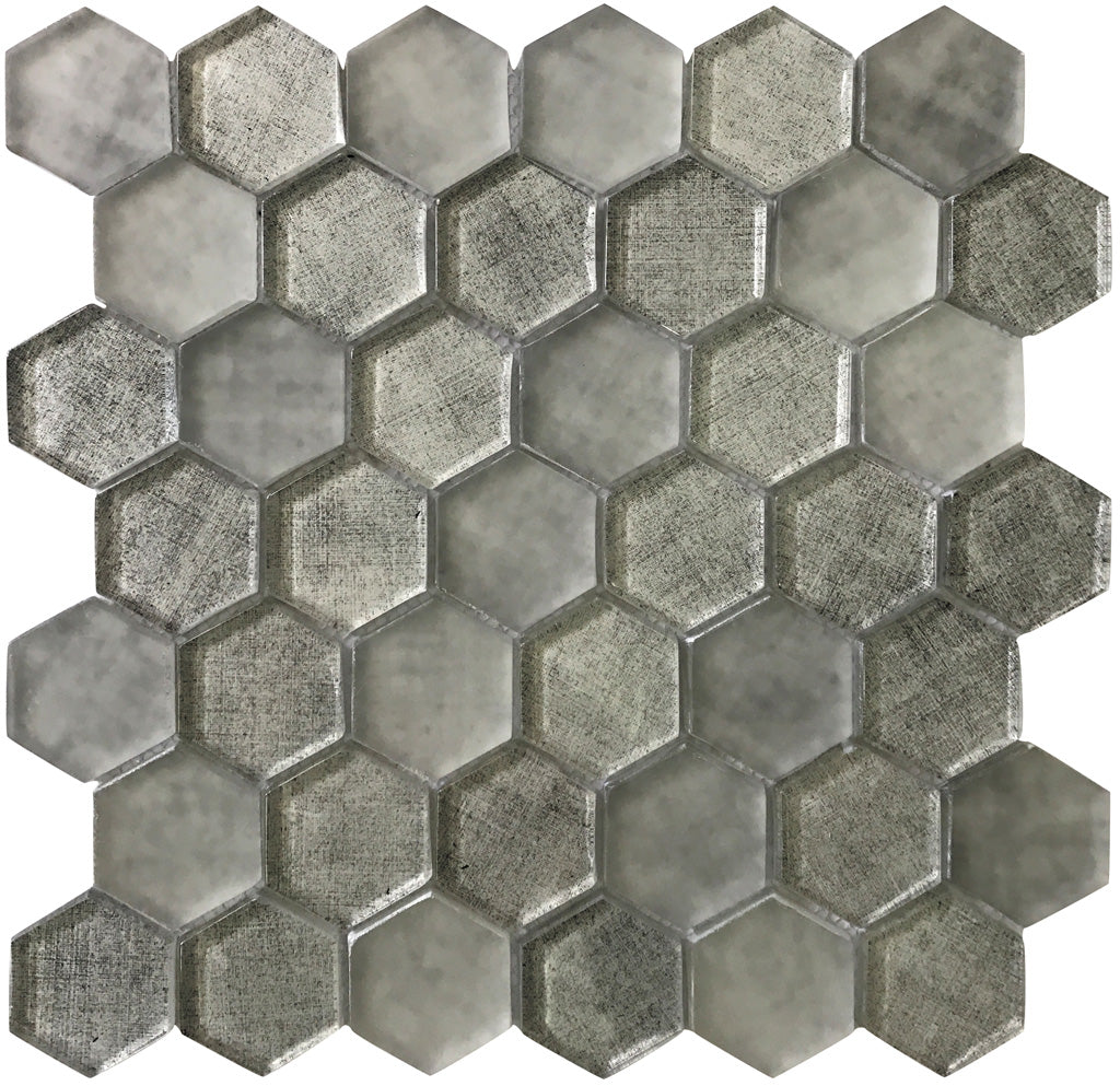 12x12 Gray Hexagon Mosaic Tile