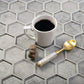 Gray 12x12 Glossy Hexagon Glass Mosaic Tile (5 pack, 4.83 sq ft/case) - Sample