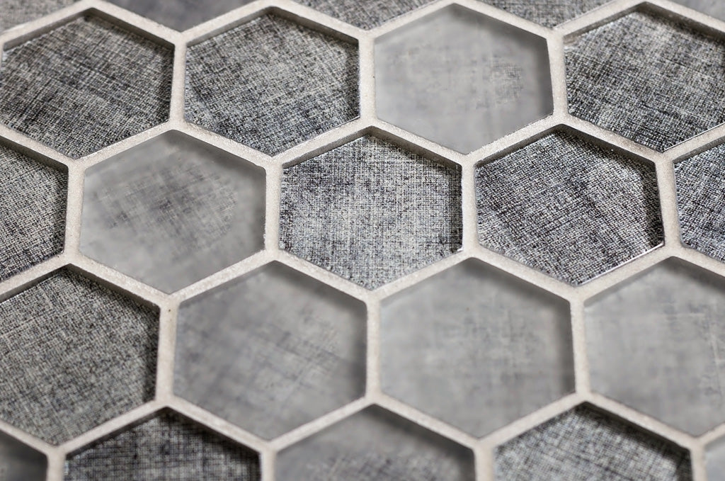 2x12 Coin Gray Hexagon Mosaic Tile