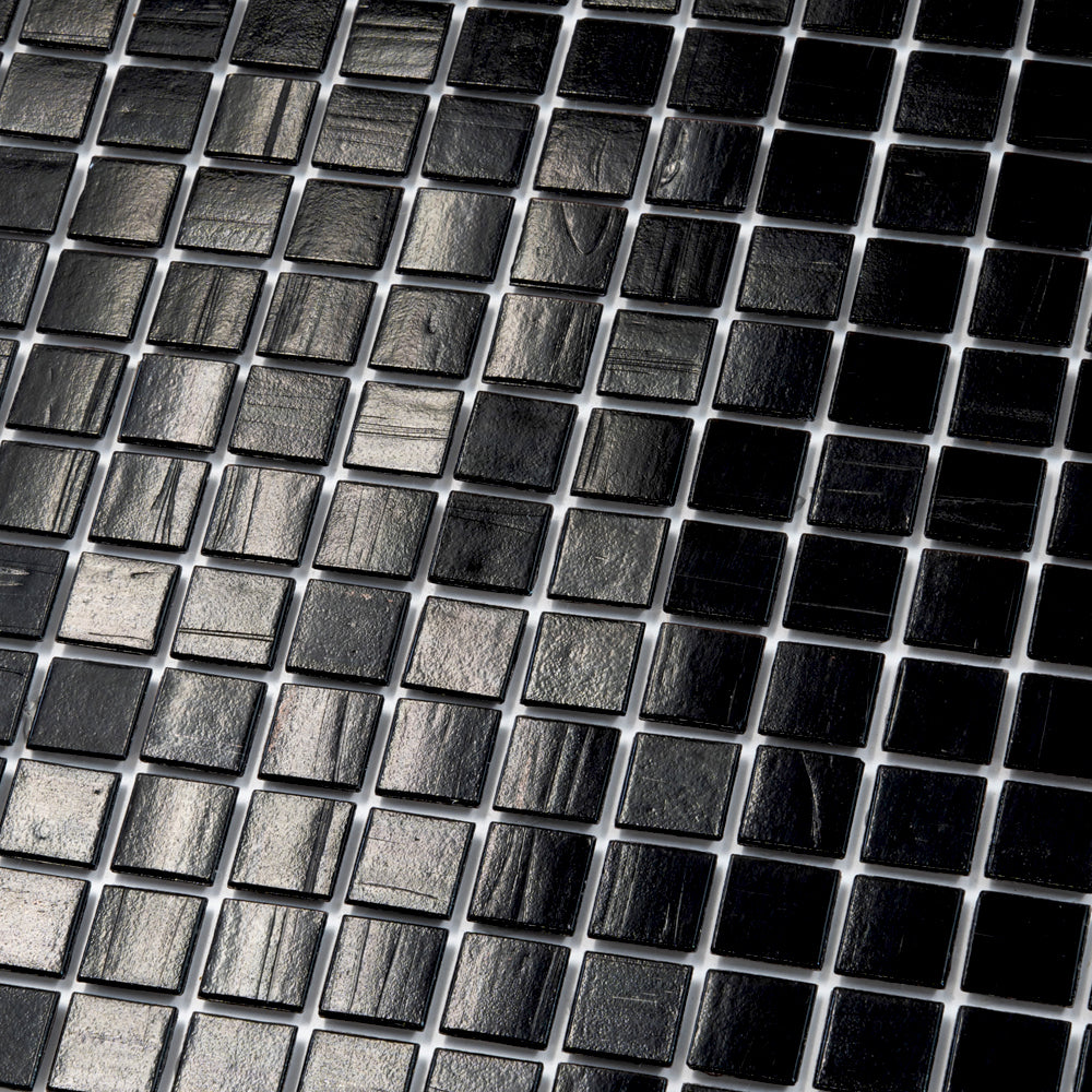 Black 12x12 Glossy Glass Uniform Square Mosaic Tile (20 pack, 20 sq ft/case)