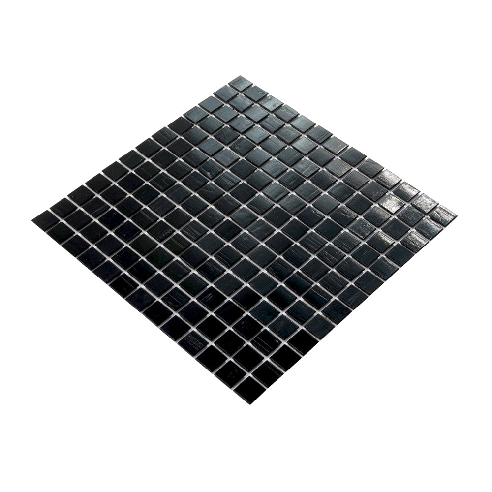 Black 12x12 Glossy Glass Uniform Square Mosaic Tile (20 pack, 20 sq ft/case)