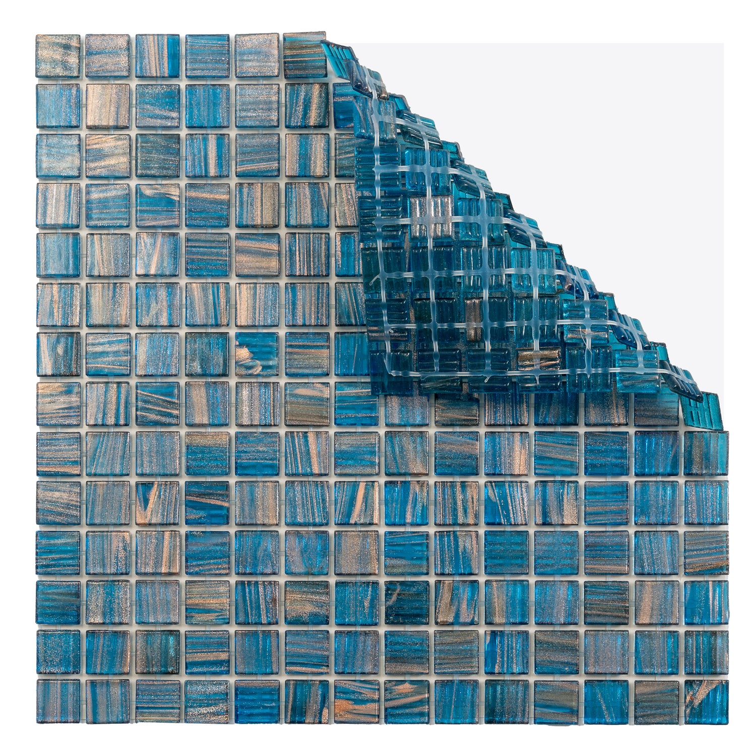 Yale Blue Gold 12x12 Glossy Uniform Square Glass Mosaic Tile (20 pack, 20 sq ft/case)