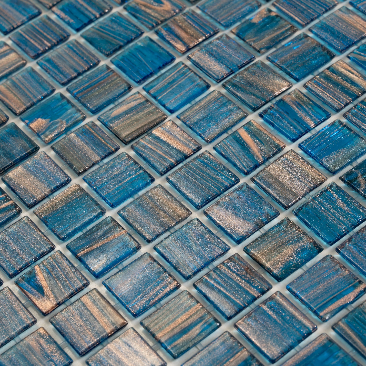 Yale Blue Gold 12x12 Glossy Uniform Square Glass Mosaic Tile (20 pack, 20 sq ft/case)