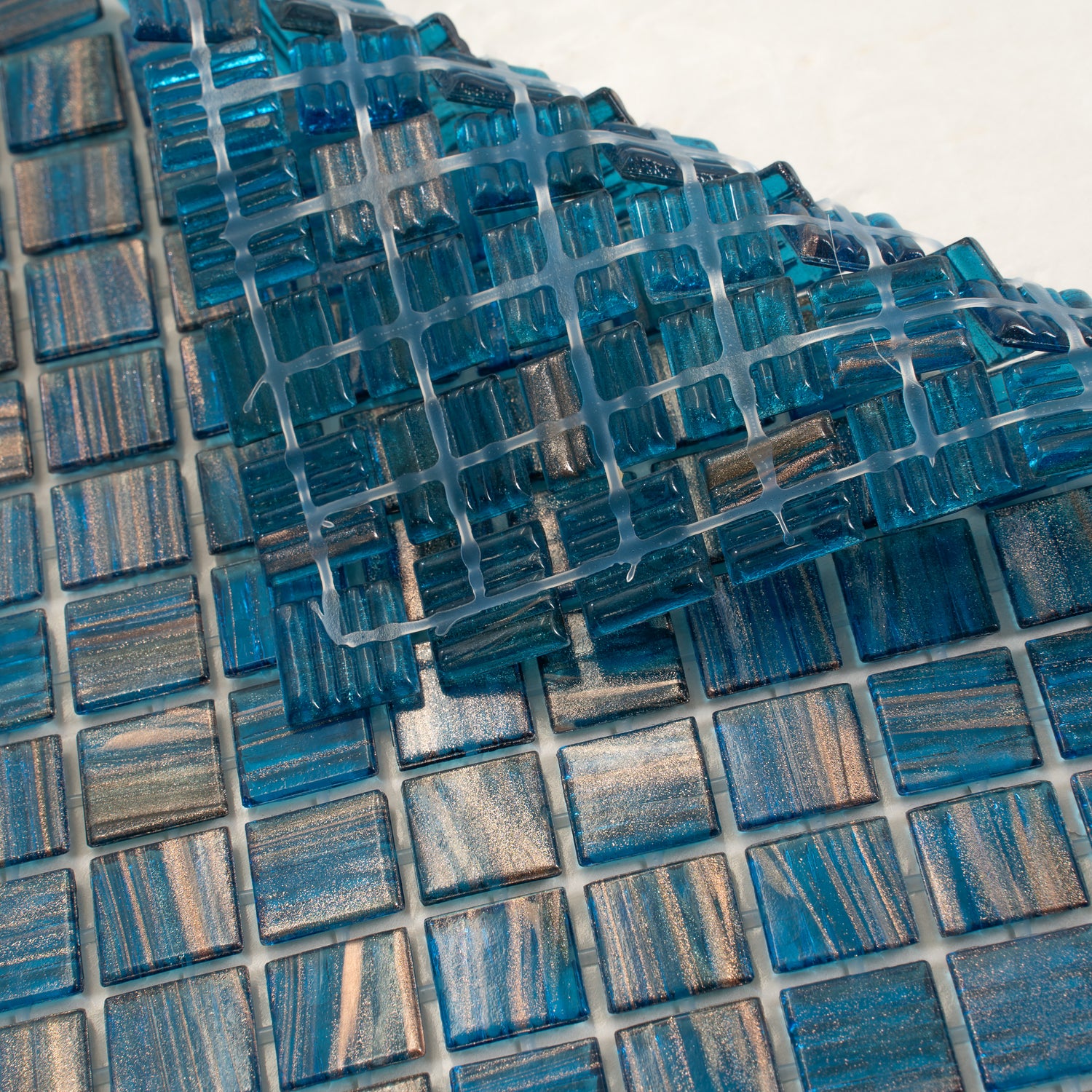 Yale Blue Gold 12x12 Glossy Uniform Square Glass Mosaic Tile (20 pack, 20 sq ft/case)
