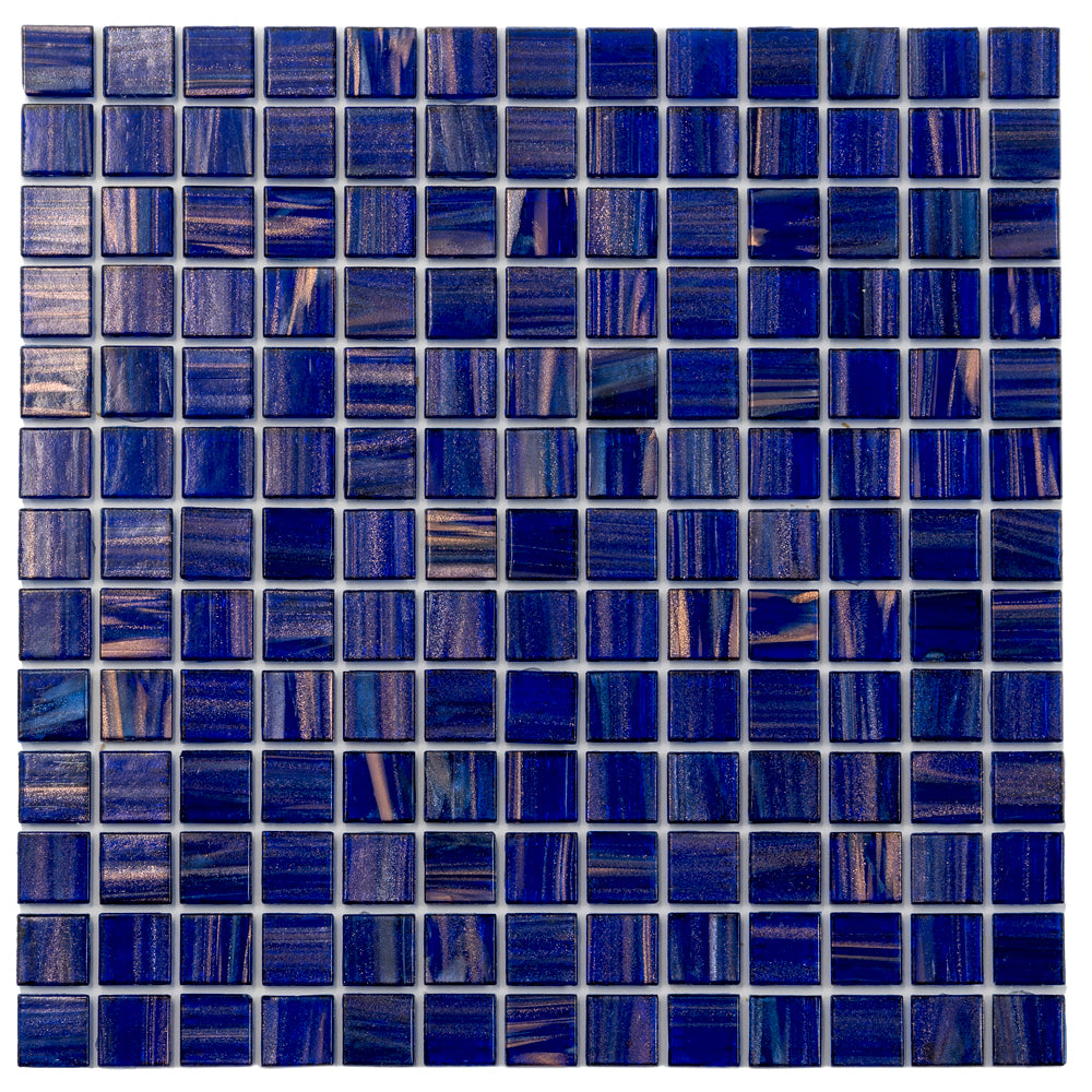 12x12 Royal Blue and Gold Glossy Glass Mosaic Tile | Royal Blue and ...