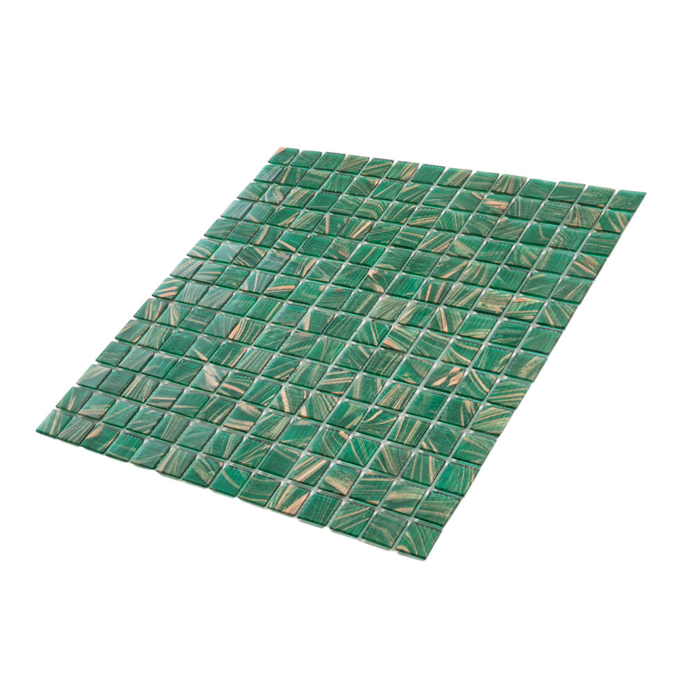 Lincoln Green Gold 12x12 Glossy Uniform Square Glass Mosaic Tile (20 pack, 20 sq ft/case)