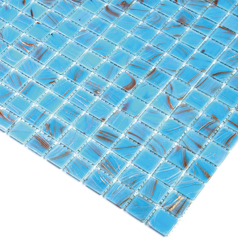 Maya Blue 12x12 Glossy Uniform Square Glass Mosaic Tile (20 pack, 20 sq ft/case) - Sample