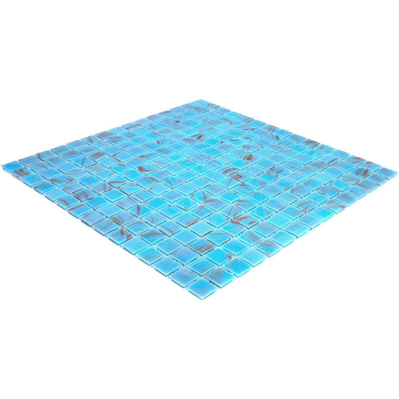 Maya Blue 12x12 Glossy Uniform Square Glass Mosaic Tile (20 pack, 20 sq ft/case) - Sample