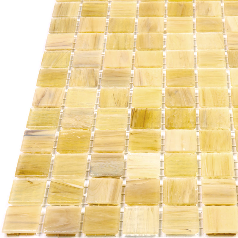 Cream Beige 12x12 Glossy Uniform Square Glass Mosaic Tile (20 pack, 20 sq ft/case) - Sample