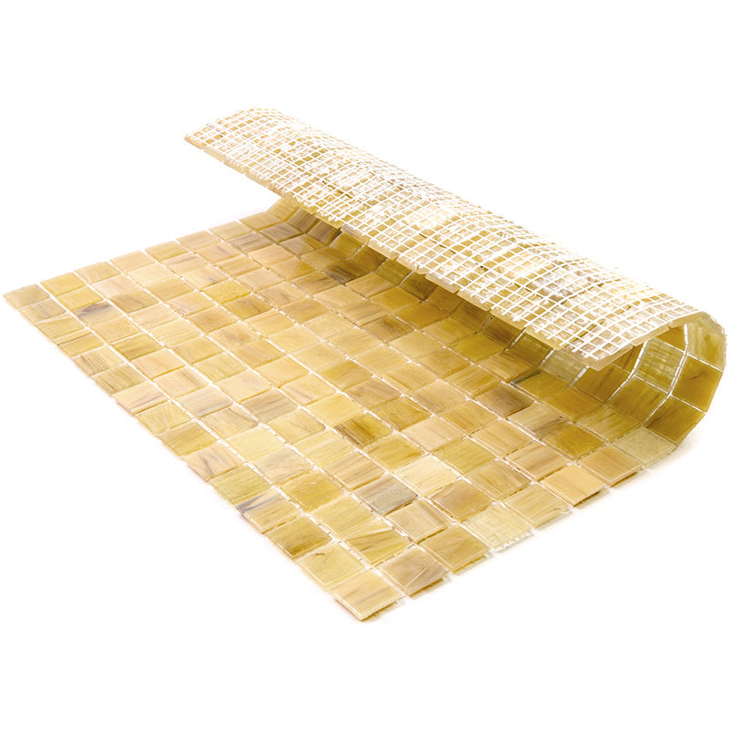 Cream Beige 12x12 Glossy Uniform Square Glass Mosaic Tile (20 pack, 20 sq ft/case) - Sample