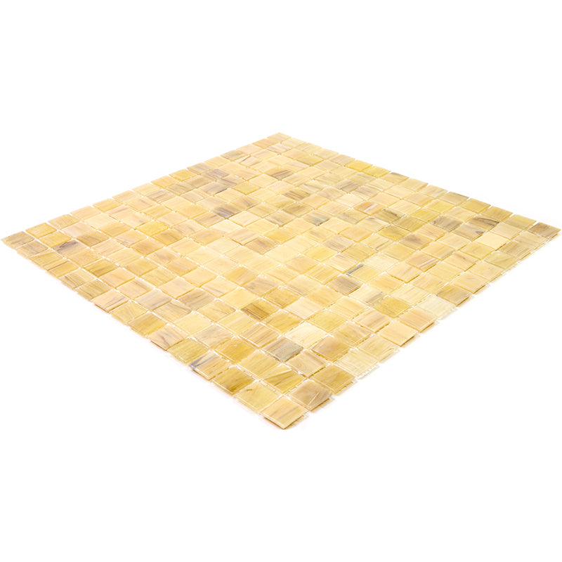 Cream Beige 12x12 Glossy Uniform Square Glass Mosaic Tile (20 pack, 20 sq ft/case) - Sample