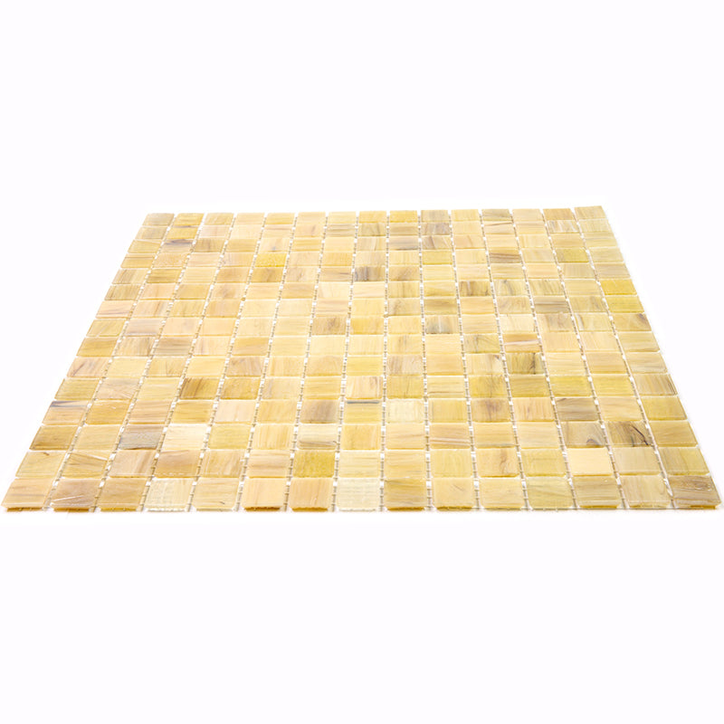 Cream Beige 12x12 Glossy Uniform Square Glass Mosaic Tile (20 pack, 20 sq ft/case) - Sample