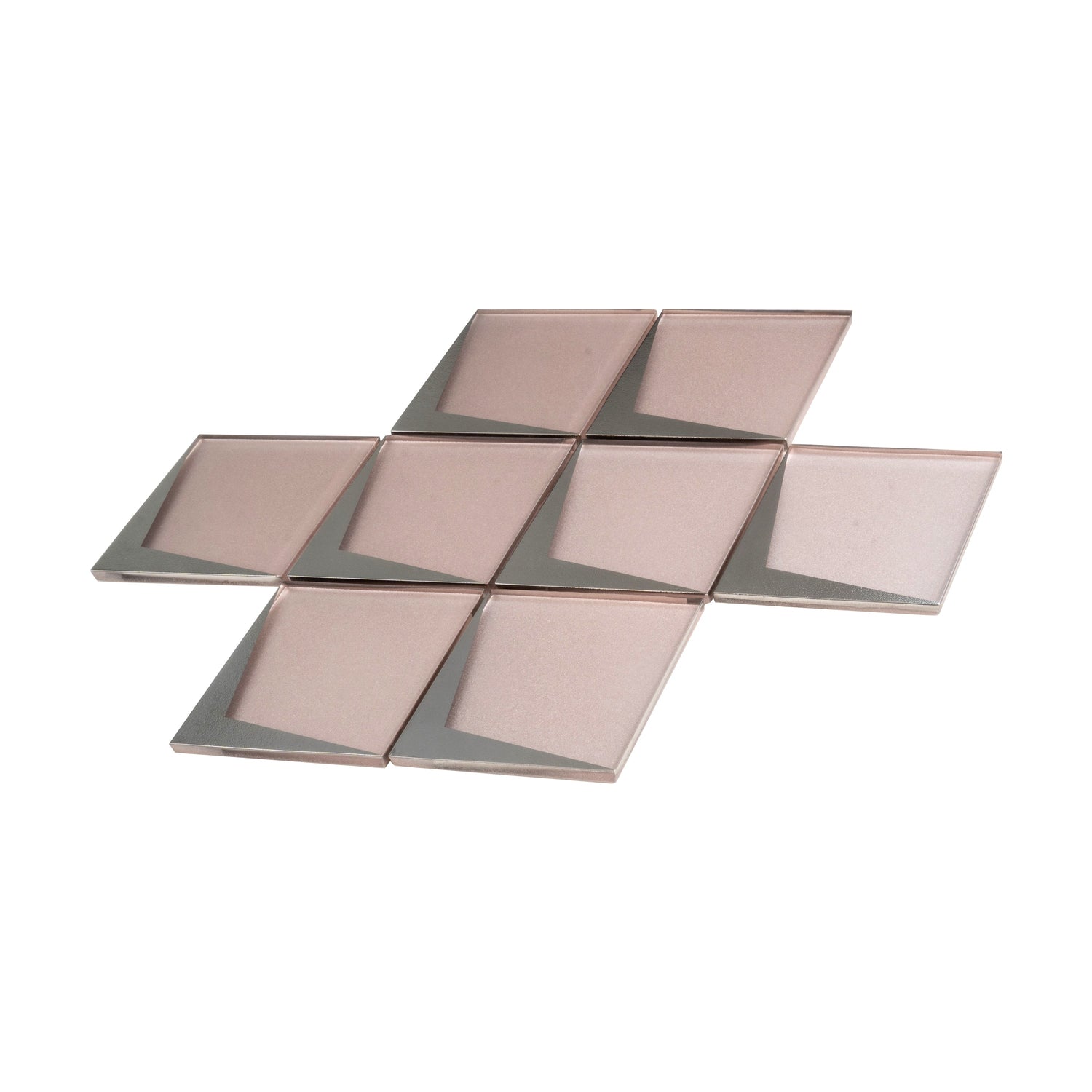 Solace 12x9 Pink Metallic Silver Glass Mosaic Diamond Wall Tile (5 Pack, 3.91 sq ft/case) - Sample