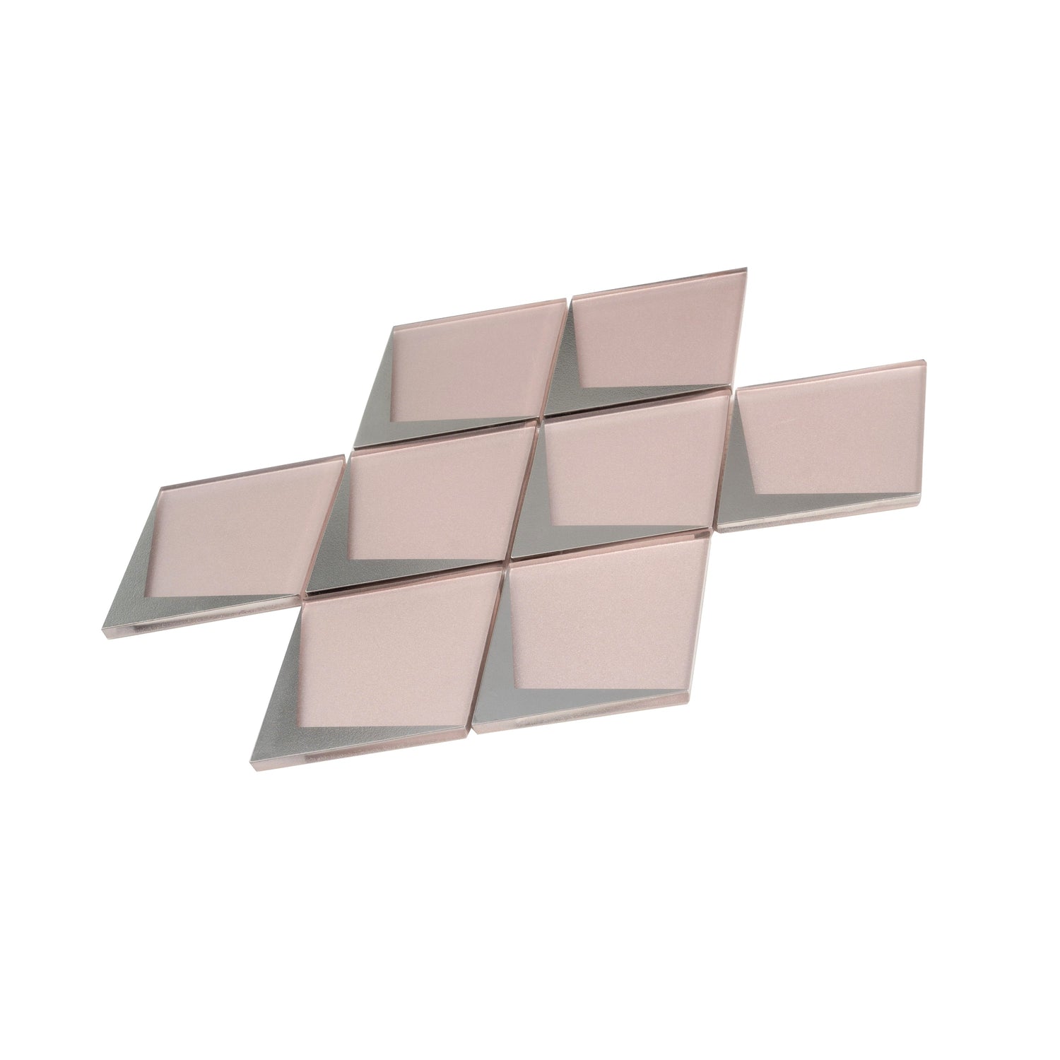 Solace 12x9 Pink Metallic Silver Glass Mosaic Diamond Wall Tile (5 Pack, 3.91 sq ft/case) - Sample