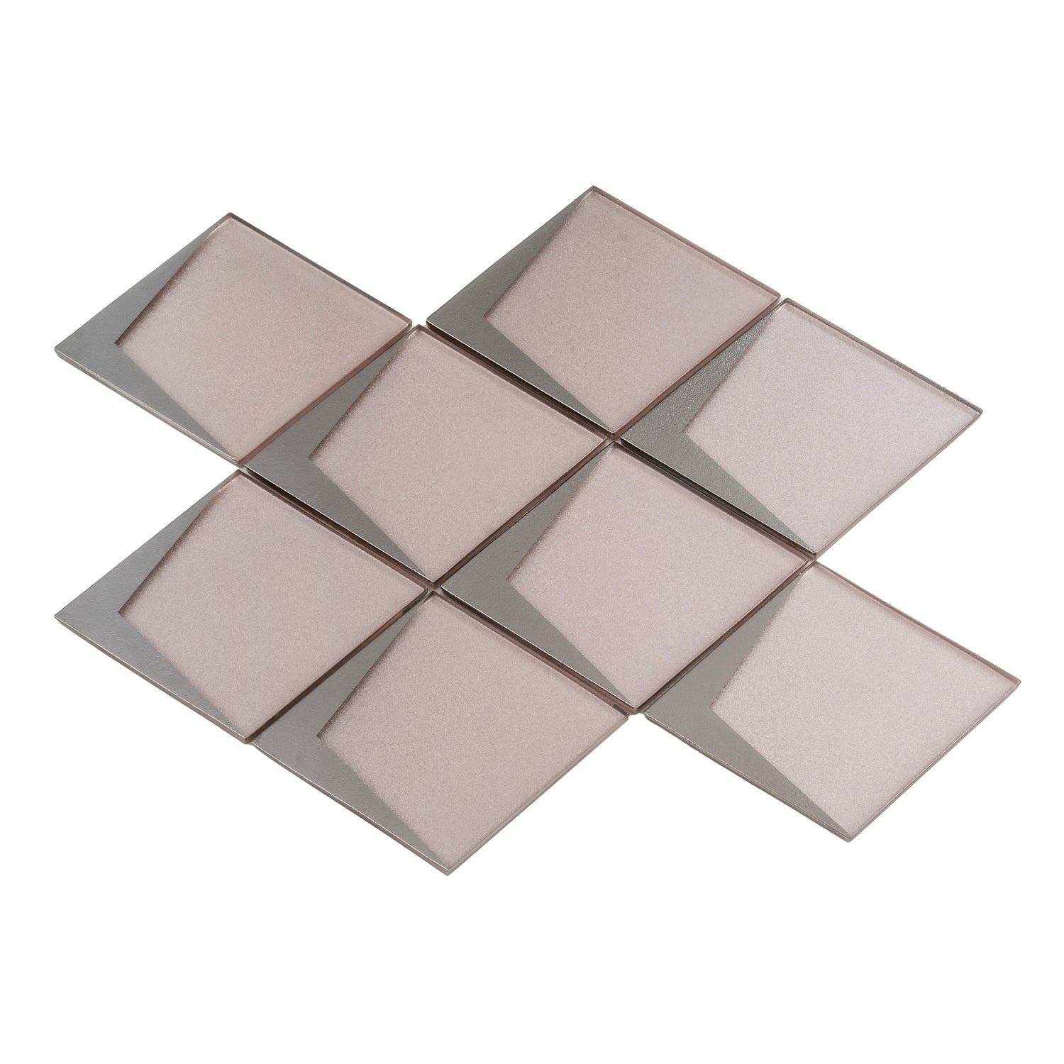 Solace 12x9 Pink Metallic Silver Glass Mosaic Diamond Wall Tile (5 Pack, 3.91 sq ft/case) - Sample