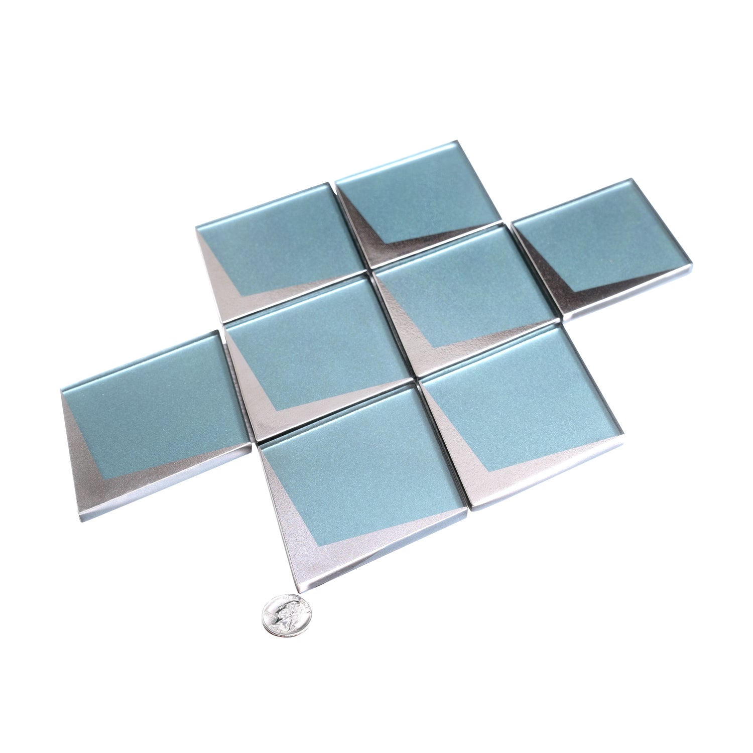 Blue Metallic Silver 12x9 Matte Diamond Glass Mosaic Tile (5 pack, 3.91 sq ft/case)