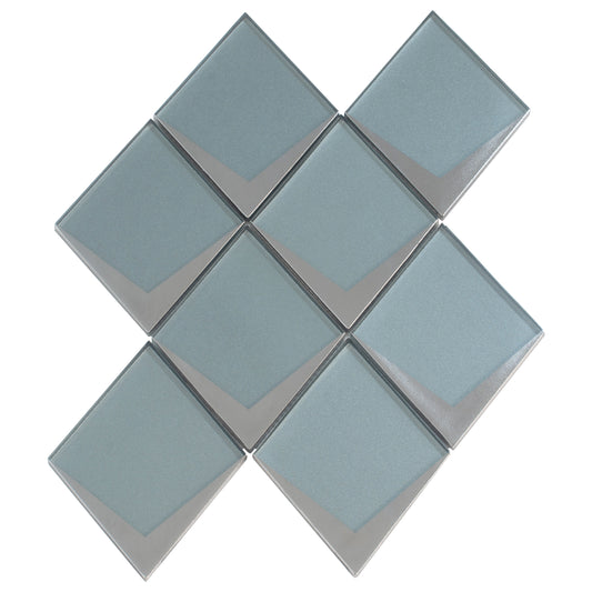 Solace 12x9 Green Metallic Silver Glass Mosaic Diamond Wall Tile (5 Pack, 3.91 sq ft/case) - Sample