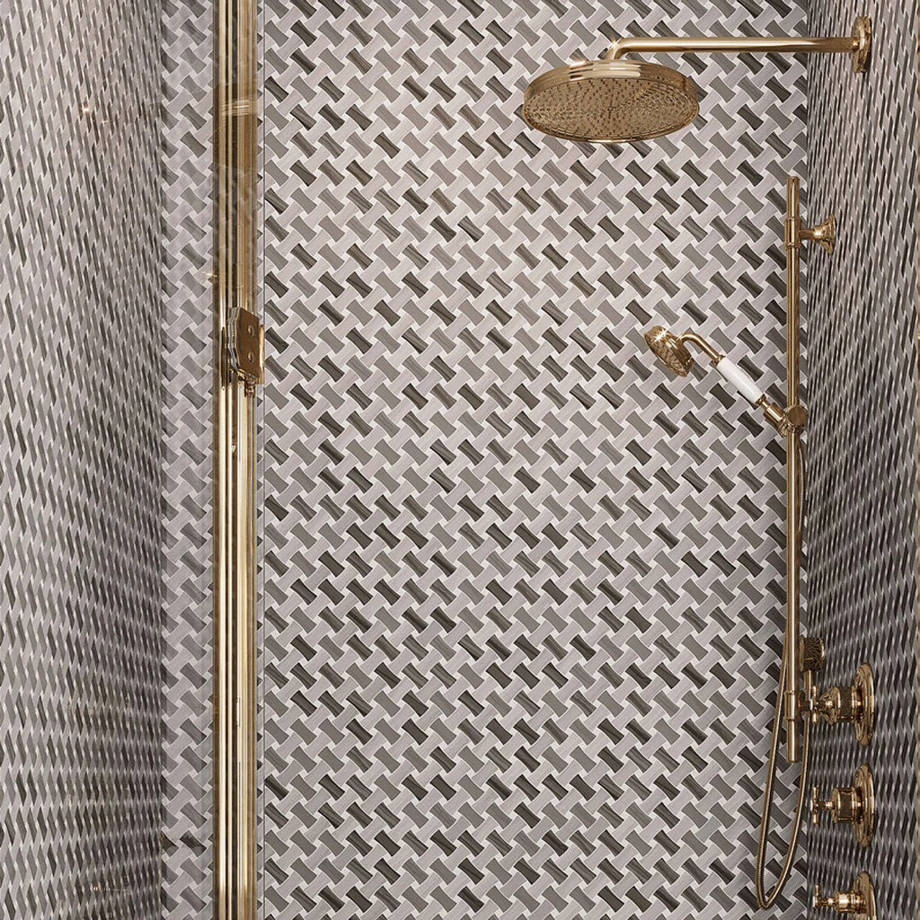 Intricate Gray Marble Basket Tile