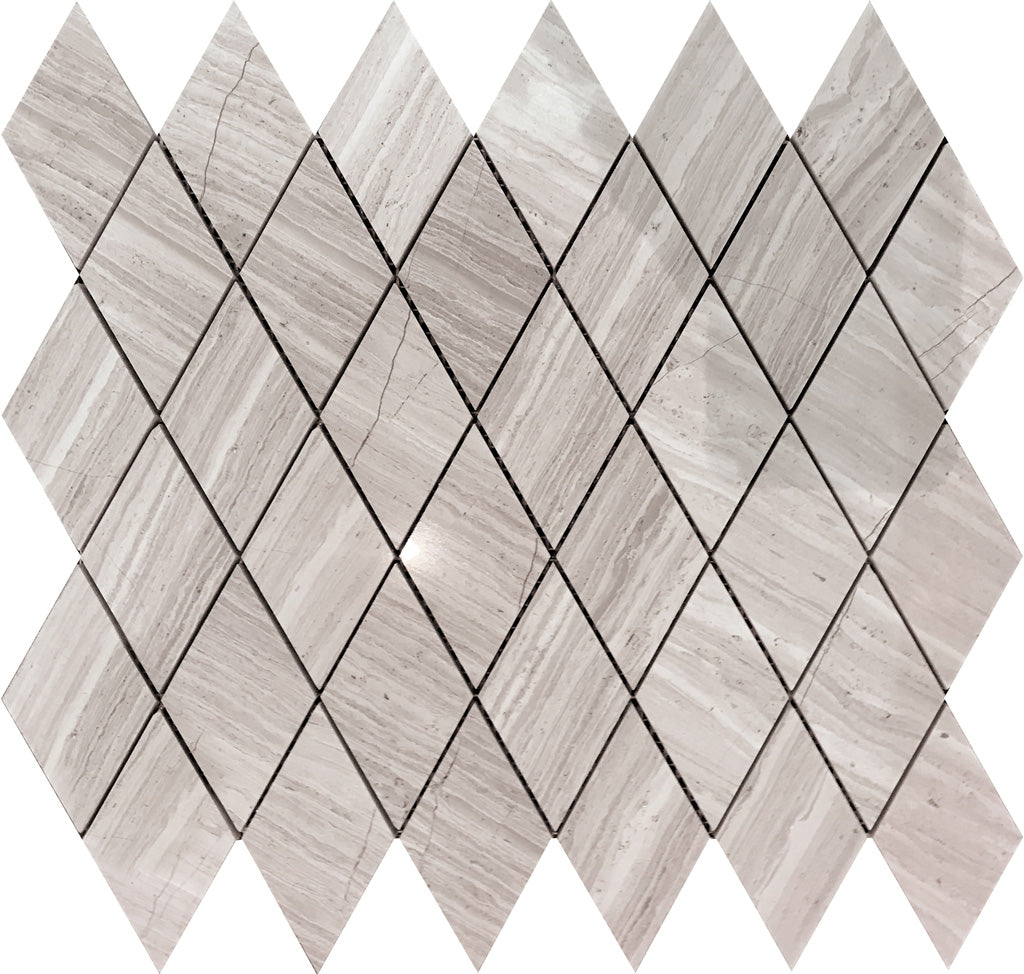 Wooden Gray 12x12 Polished Diamond Marble Mosaic Tile (5 pack, 4.83 sq ft/case) - Sample