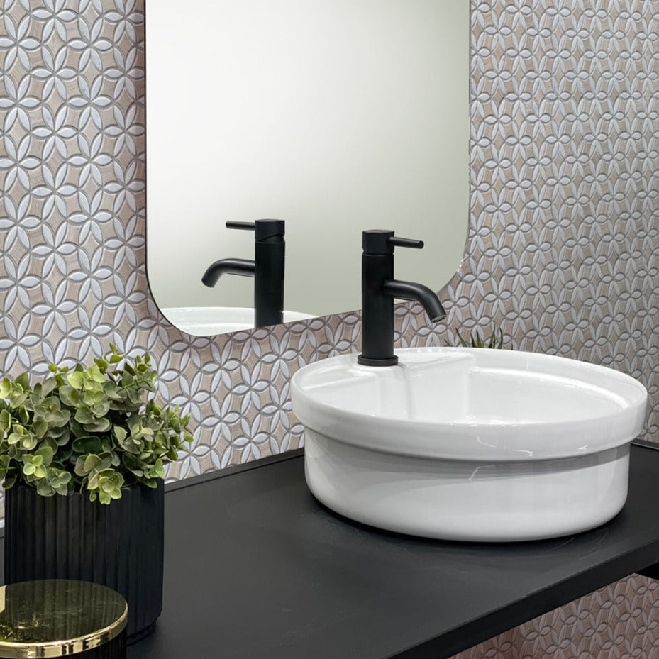 Beige 12x15 Polished Multi-shaped Marble Mosaic Tile (5 pack, 6.175 sq ft/case) - Sample