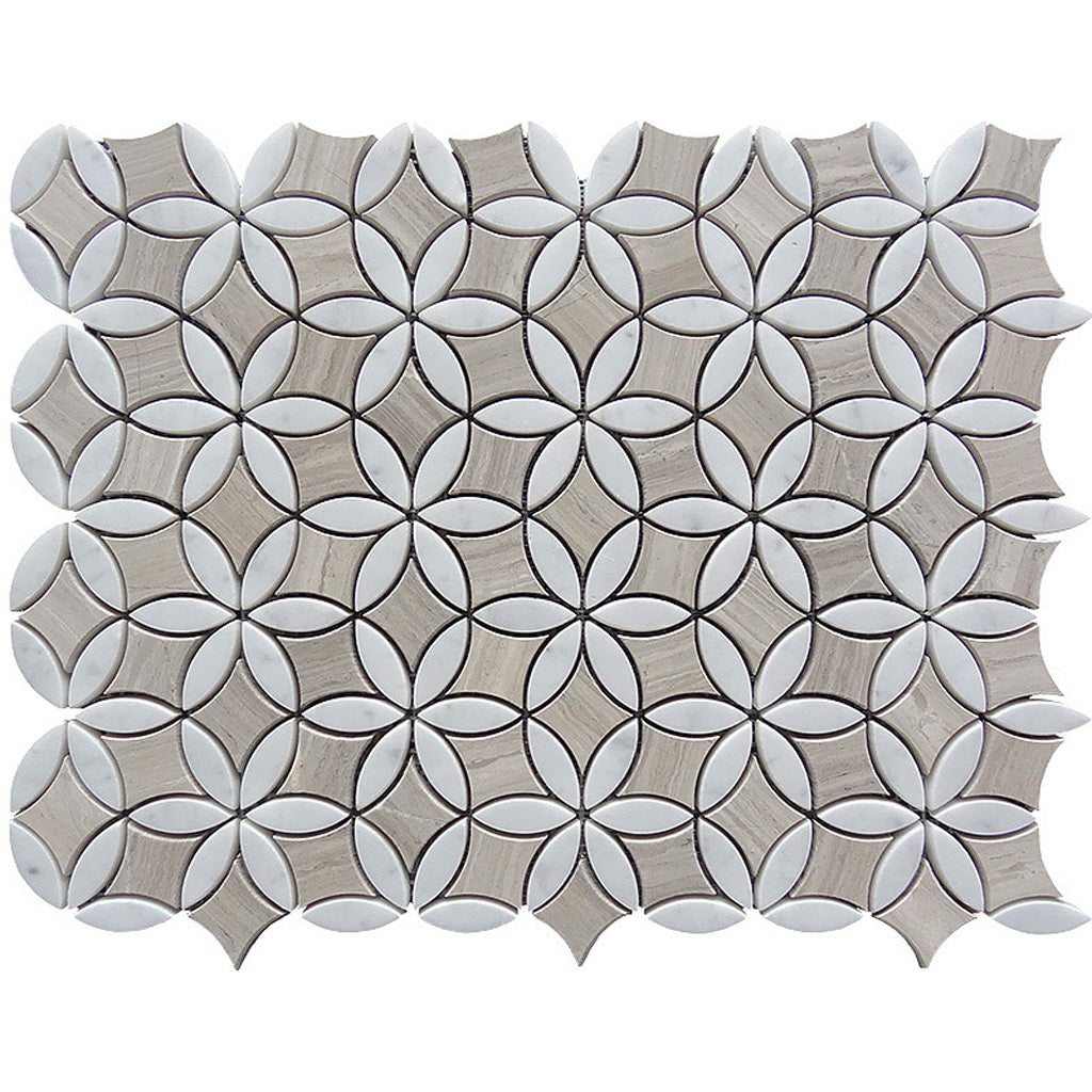 Beige 12x15 Polished Multi-shaped Marble Mosaic Tile (5 pack, 6.175 sq ft/case) - Sample