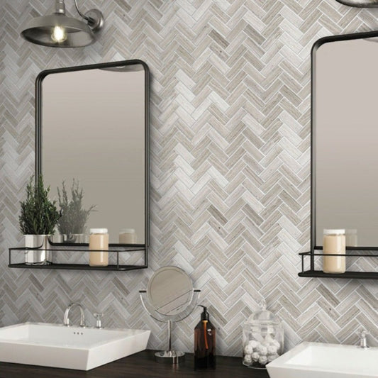 12x13 Wooden Gray Herringbone Tile
