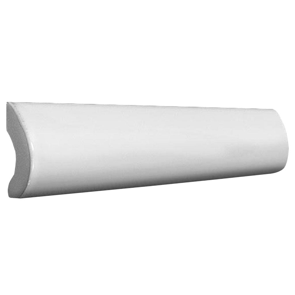 White 1x8 Glossy Ceramic Bullnose Tile Trim (10 pack, 0.556 sq ft/case) - Sample