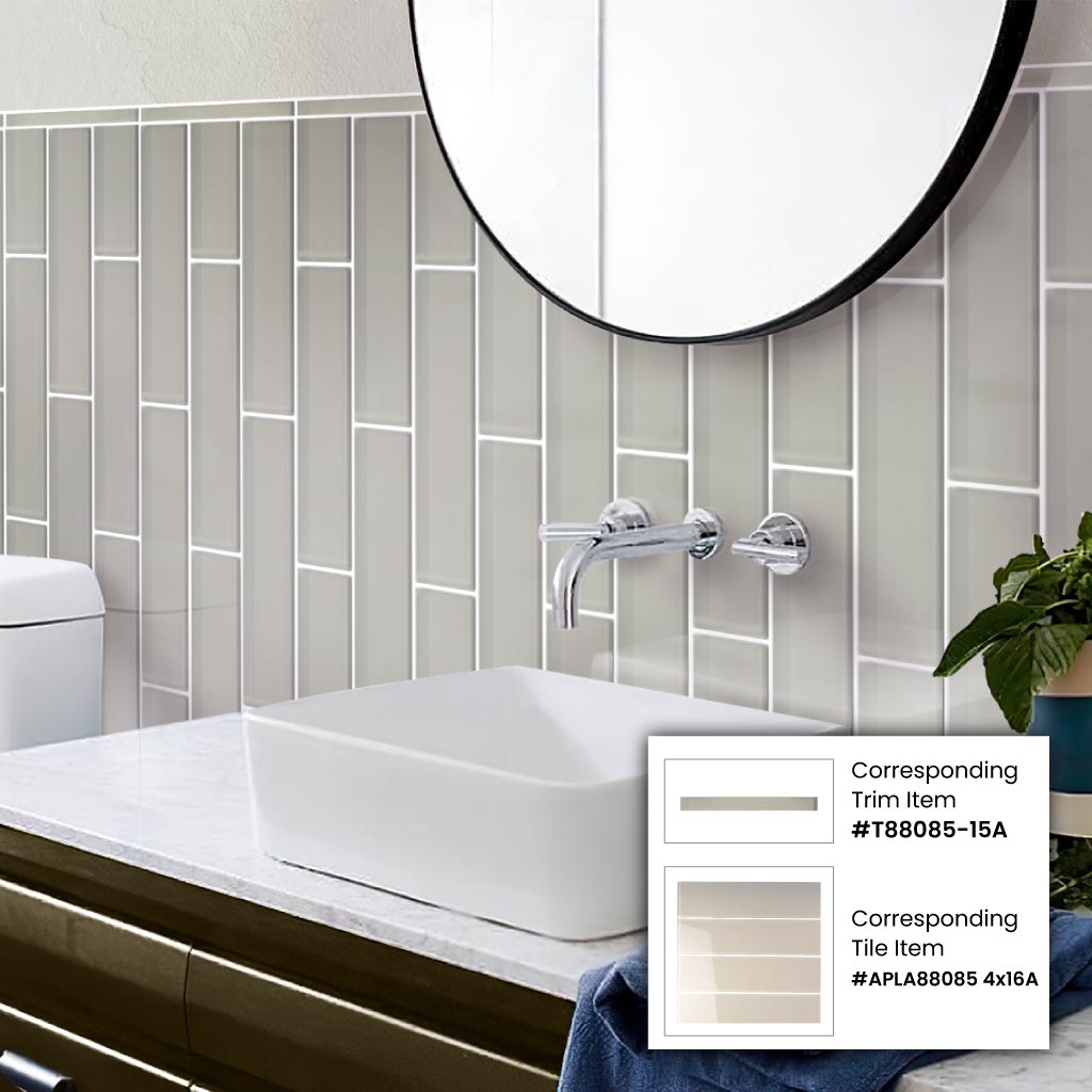 4x16 Lace White Glass Subway Tile