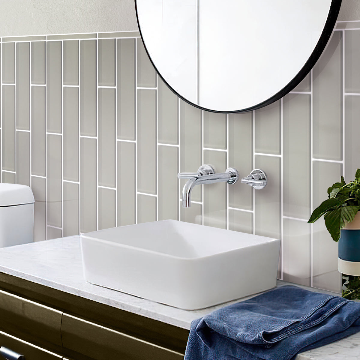 4x16 Lace White Glass Tile