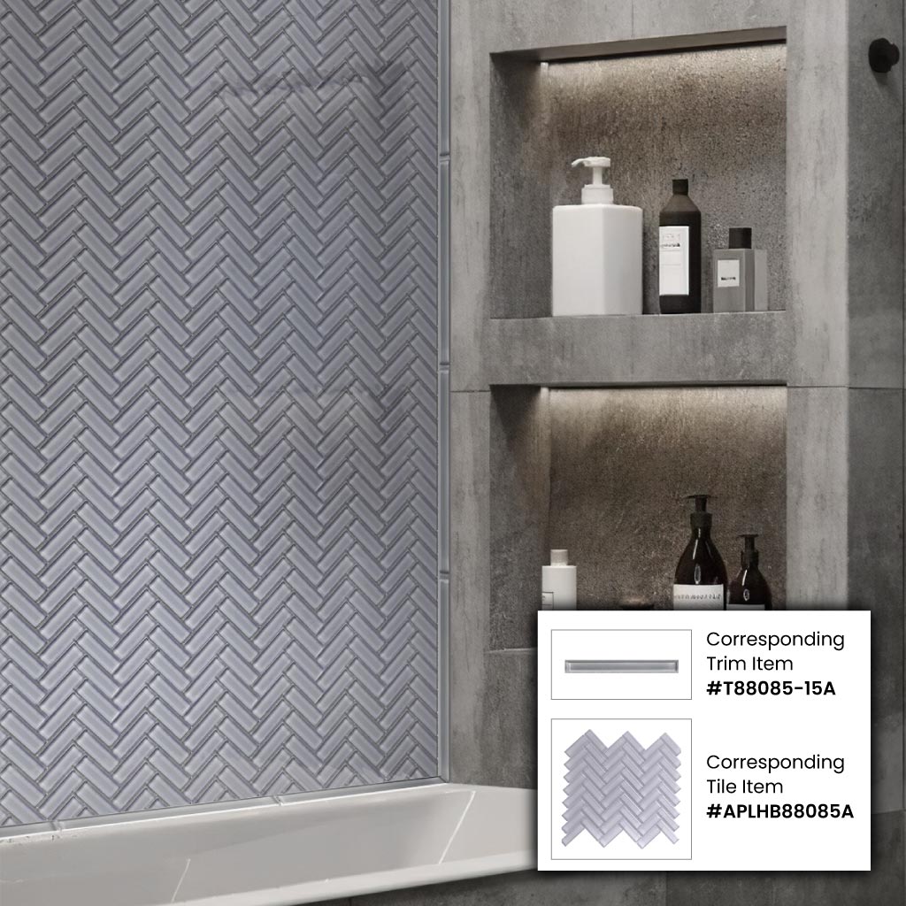 Lace White Glass Herringbone Tile