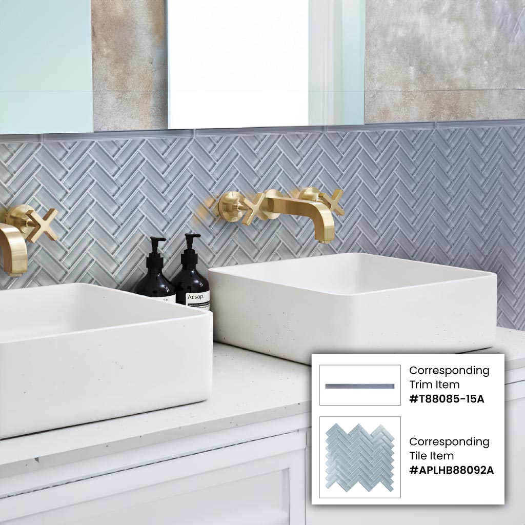 Gray Herringbone Shower Tile