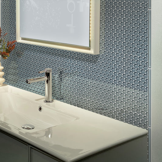 12x12 Stone Blue Penny Round Tile