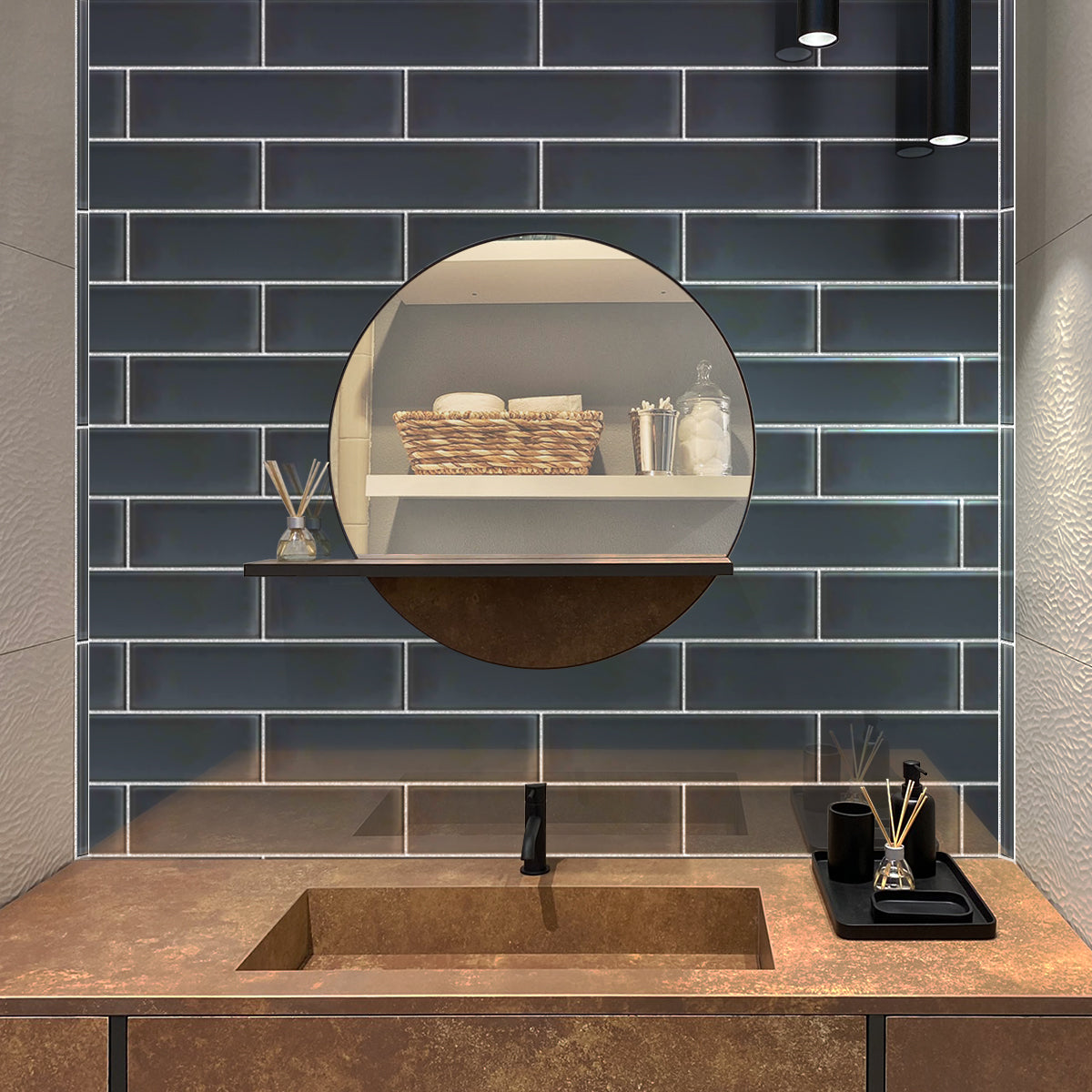 4x16 Coin Gray Glass Tile